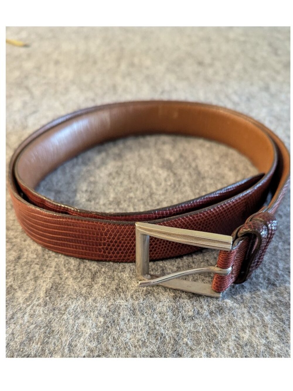 Trafalgar Genuine Lizard Leather Dress Belt Brown Mens Size 42 Made in USA